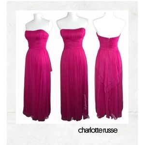 charlotte russe Raspberry Pink Strapless Evening Gown
